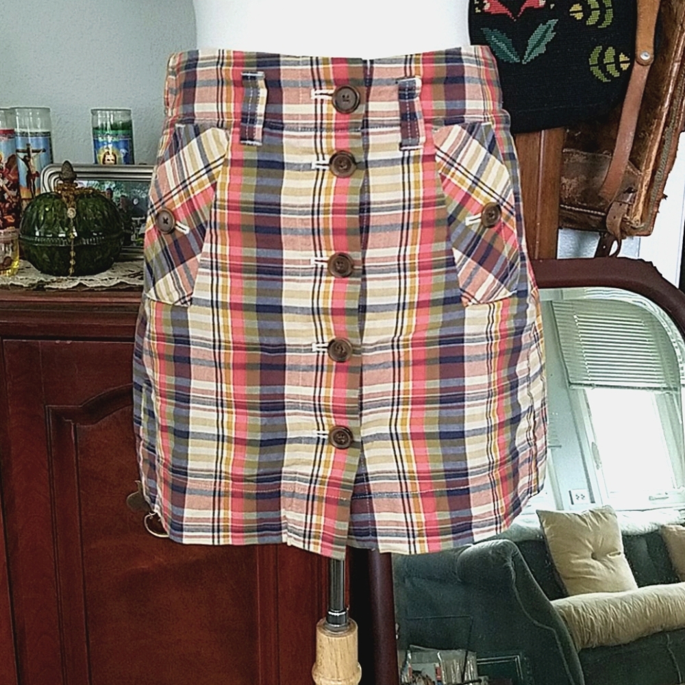 J Crew Madras Plaid Mini Skirt